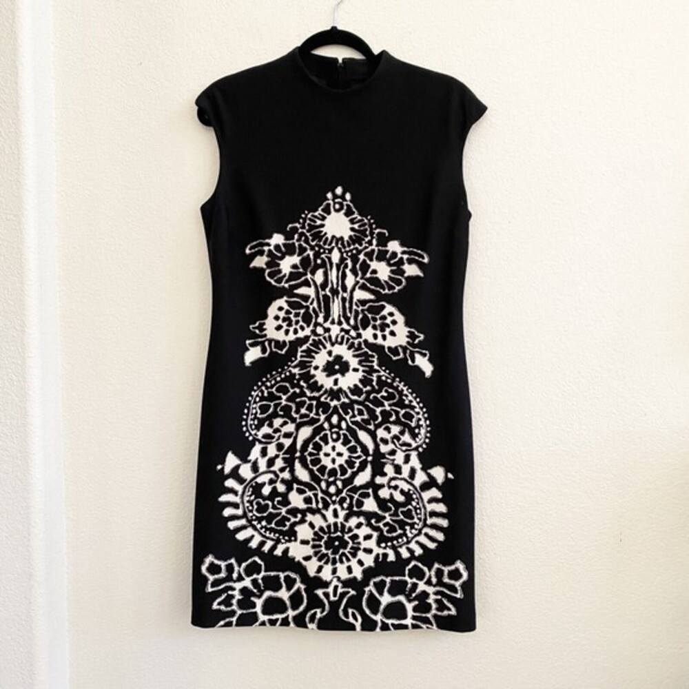 Nine West Shift Dress 10 Lined Black White Career Shift Evening Party‎